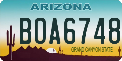 AZ license plate BOA6748