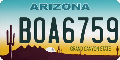 AZ license plate BOA6759
