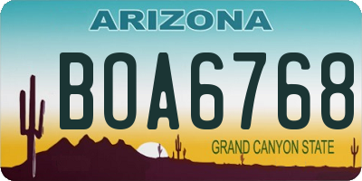 AZ license plate BOA6768