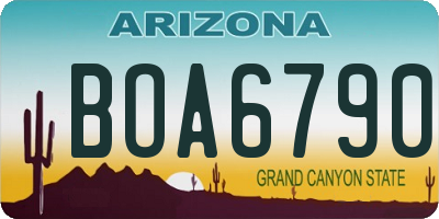 AZ license plate BOA6790