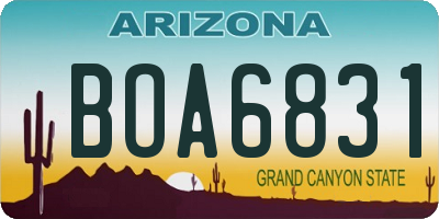 AZ license plate BOA6831