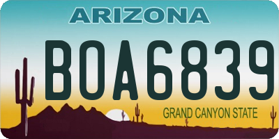 AZ license plate BOA6839