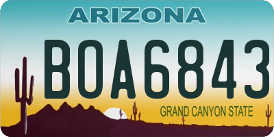 AZ license plate BOA6843