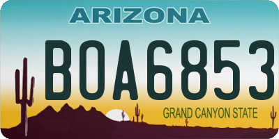 AZ license plate BOA6853