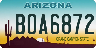 AZ license plate BOA6872