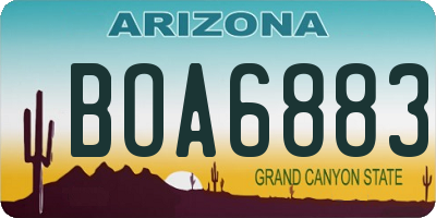 AZ license plate BOA6883