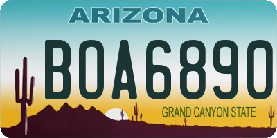 AZ license plate BOA6890