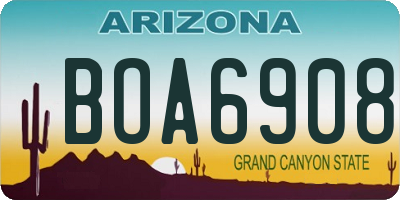 AZ license plate BOA6908
