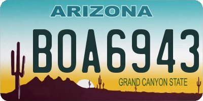 AZ license plate BOA6943