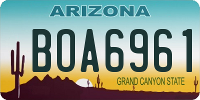AZ license plate BOA6961