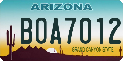 AZ license plate BOA7012