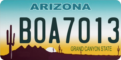 AZ license plate BOA7013
