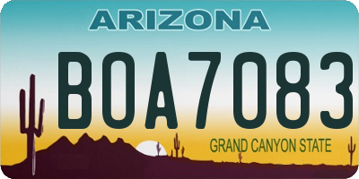 AZ license plate BOA7083