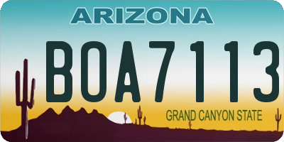 AZ license plate BOA7113