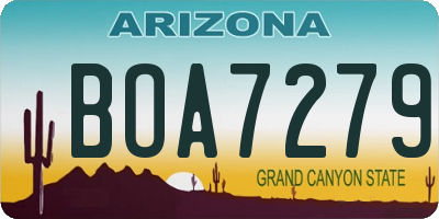 AZ license plate BOA7279