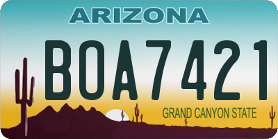 AZ license plate BOA7421