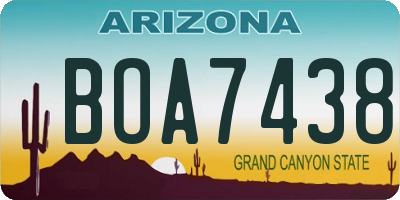 AZ license plate BOA7438
