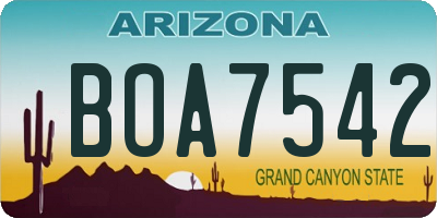 AZ license plate BOA7542