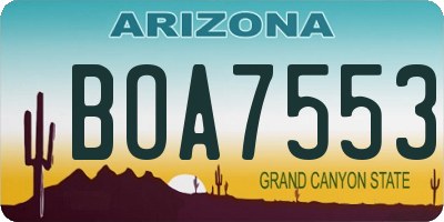 AZ license plate BOA7553