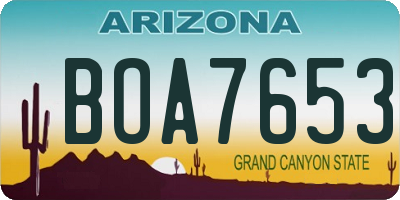 AZ license plate BOA7653
