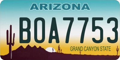 AZ license plate BOA7753