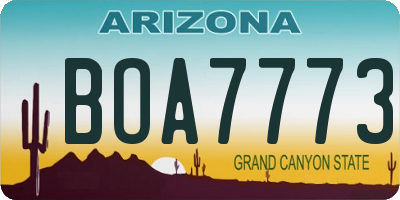 AZ license plate BOA7773