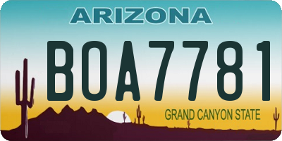 AZ license plate BOA7781