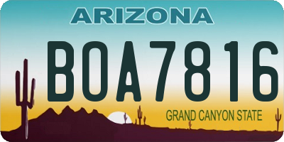 AZ license plate BOA7816