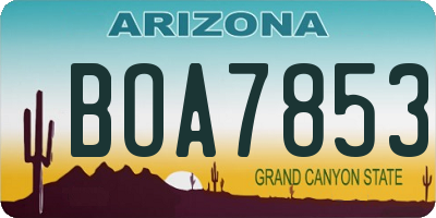 AZ license plate BOA7853