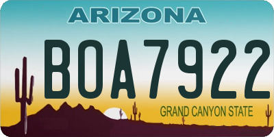 AZ license plate BOA7922