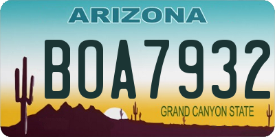 AZ license plate BOA7932