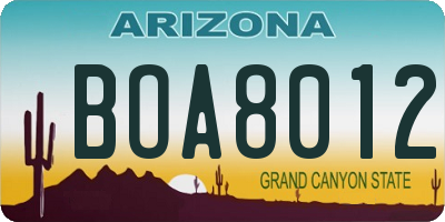 AZ license plate BOA8012