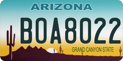 AZ license plate BOA8022