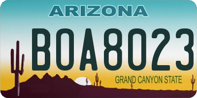 AZ license plate BOA8023
