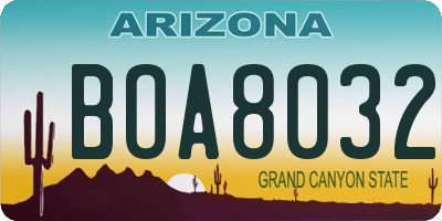 AZ license plate BOA8032