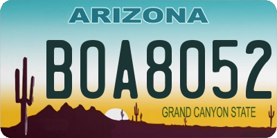 AZ license plate BOA8052