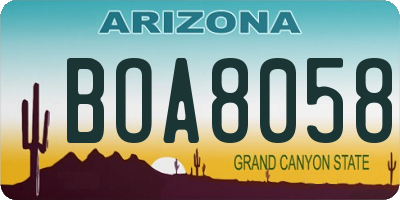 AZ license plate BOA8058