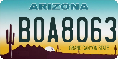 AZ license plate BOA8063