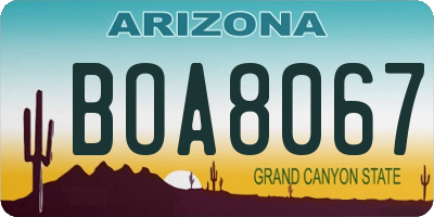 AZ license plate BOA8067
