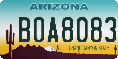 AZ license plate BOA8083