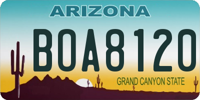 AZ license plate BOA8120