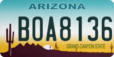 AZ license plate BOA8136