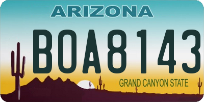 AZ license plate BOA8143