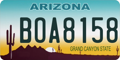 AZ license plate BOA8158