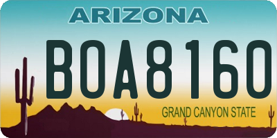 AZ license plate BOA8160