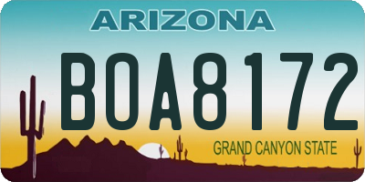 AZ license plate BOA8172