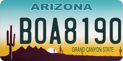 AZ license plate BOA8190