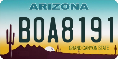 AZ license plate BOA8191