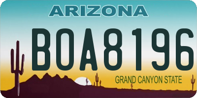 AZ license plate BOA8196