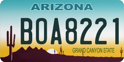 AZ license plate BOA8221